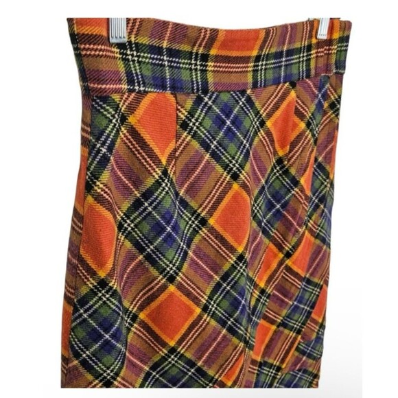 Anthropologie Skirt Womens 6 Orange Plenty Tracy Reese Plaid Pencil Wool Tweed - Picture 3 of 7